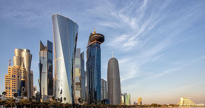 DOHA, QATAR - 31 January 2016: Skyscrapers in the Dafna district Adobe Stock